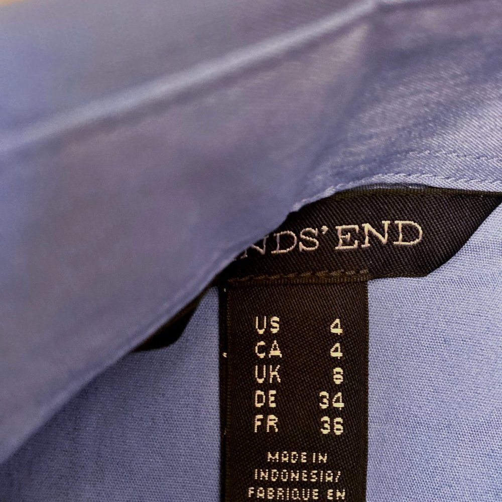NEW Lands End 3/4 Slv Stretch Button Down Shirt 4 NWT China Blue - Picture 7 of 10